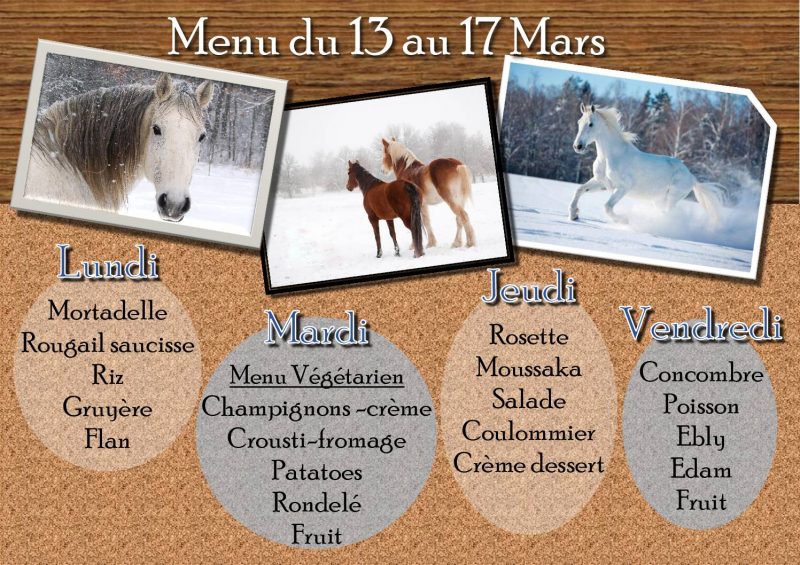 Menu du 13 au 17 mars