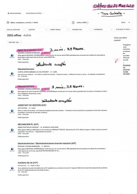 A.I.A.E : Offres d’emploi du 24/03