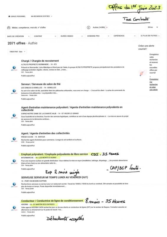 A.I.A.E : Offres d’emploi du 01/06