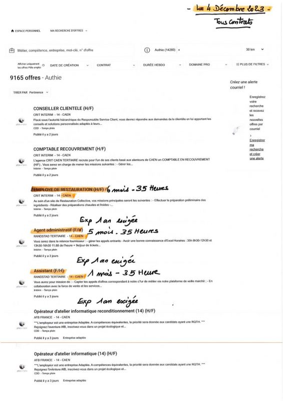 A.I.A.E : Offres d’emploi du 04/12