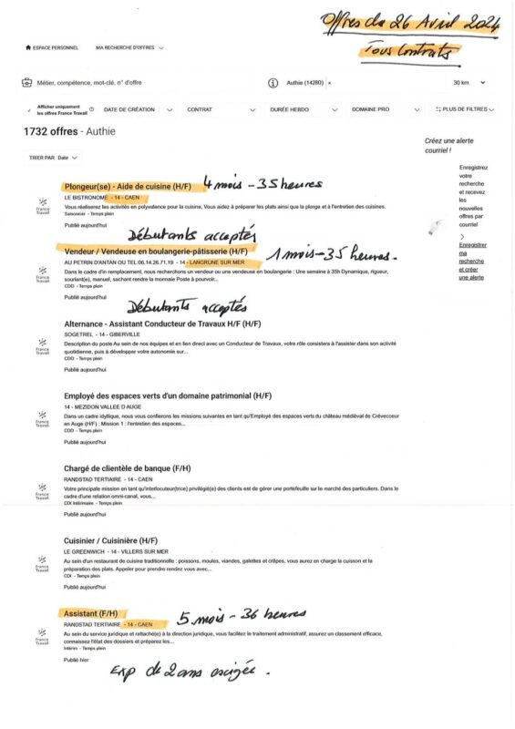 A.I.A.E : Offres d’emploi du 26/04