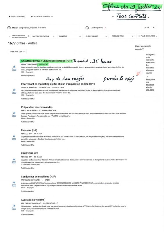 A.I.A.E : Offres d’emplois du 19/07