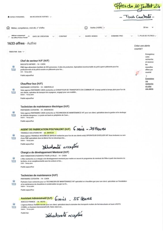 A.I.A.E : Offres d’emploi du 10/07