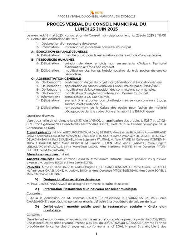 23_06_2025 – Procès-verbal du Conseil municipal