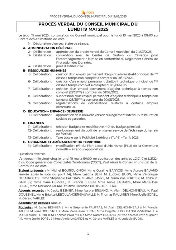 19_05_2025 – Procès-verbal du Conseil municipal