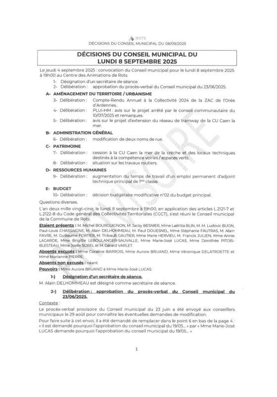08_09_2025 – Décisions du Conseil Municipal