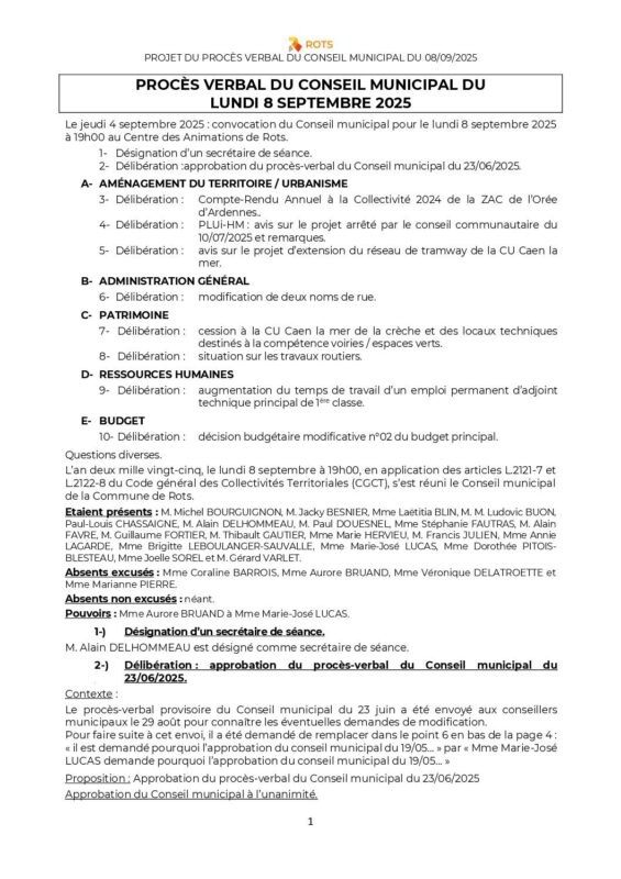 08_09_2025 – Procès-verbal du Conseil municipal