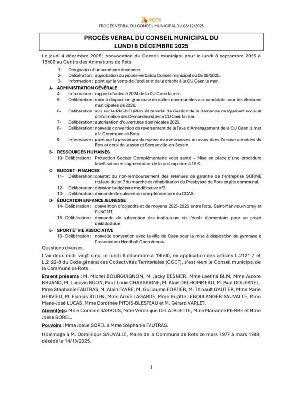 08_12_2025 – Procès-verbal du Conseil municipal
