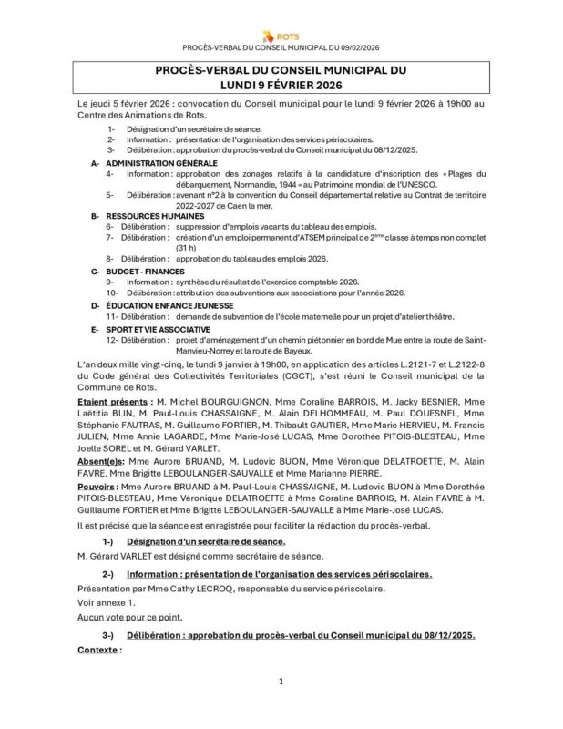 09_02_2026 – Procès-verbal du Conseil municipal