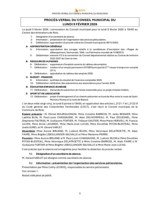 09_02_2026 – Procès-verbal du Conseil municipal