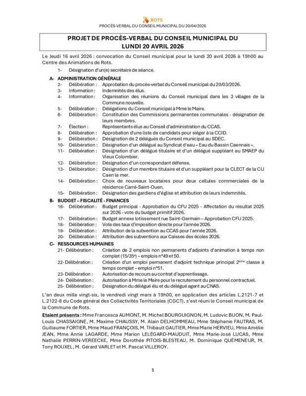 20_04_2026 – Procès-verbal du Conseil municipal