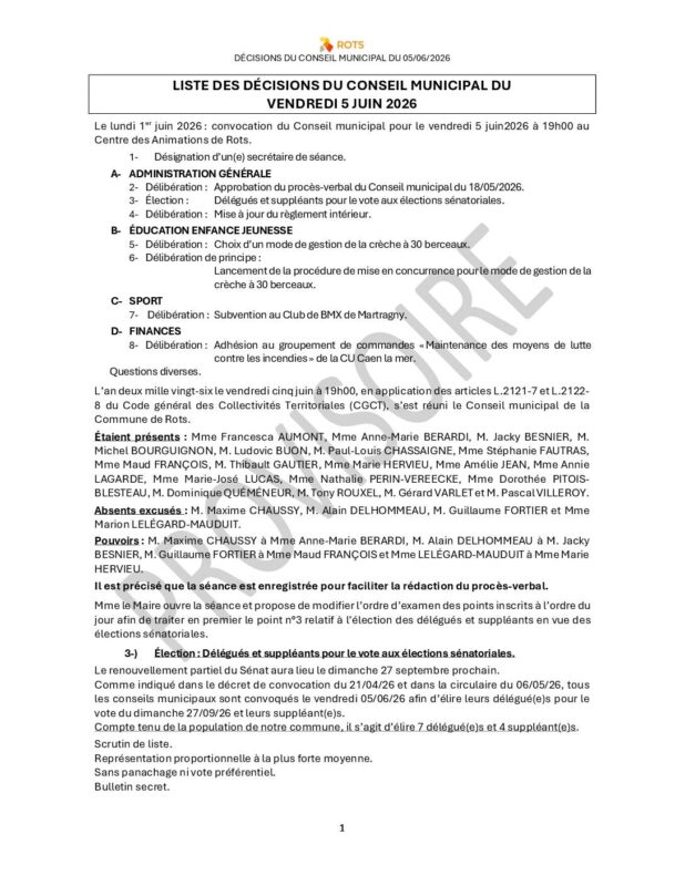 05_06_2026 – Liste des décisions du Conseil municipal